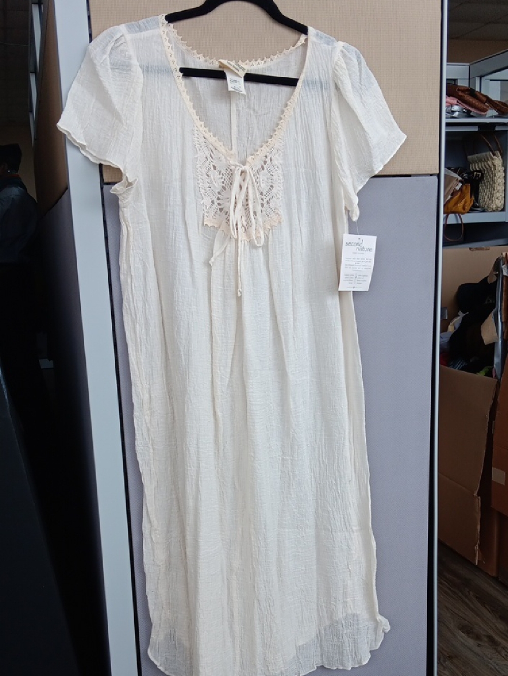 Women's Cream Maxi Dress with Crochet Detail